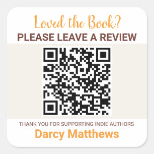 Book Review Request QR Code Indie Authors Minimal  Square Sticker