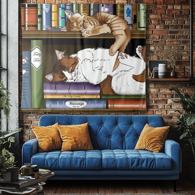 Book Shelf Cats Library Tapestry (Creator Uploaded)