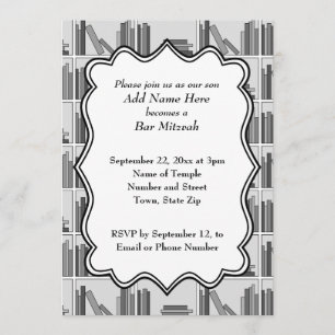 Book Shelf Design Bar Mitzvah Invitation