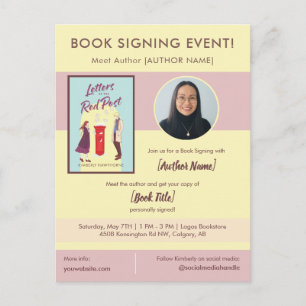 Book Signing Event Author Appearance Pastel Postcard