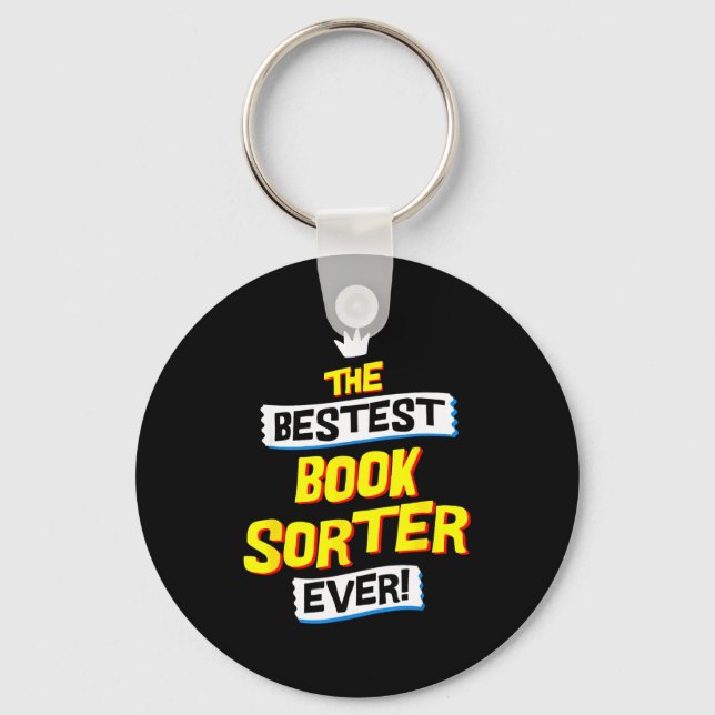 Book Sorter, Funny Job Occupation  Keychain (Front)