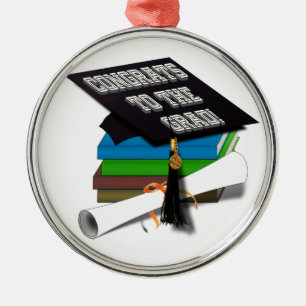 Book Stack "CONGRATS TO THE GRAD" Diploma Metal Ornament