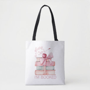 Book Stack Coquette Bow Tote Bag