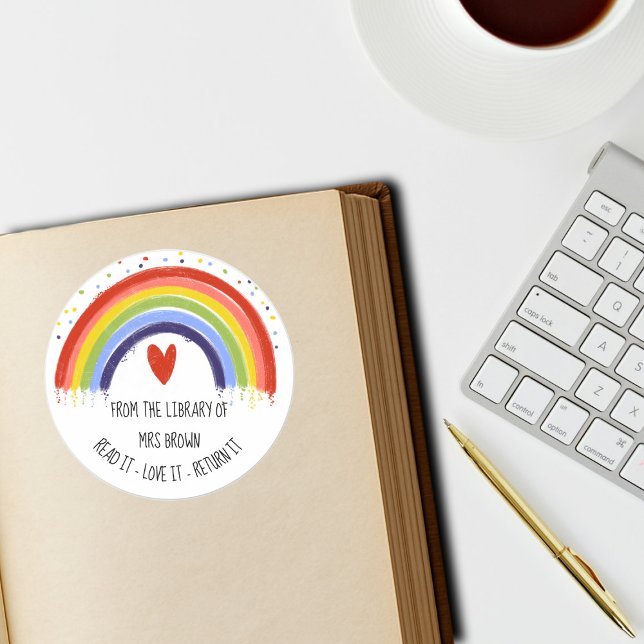 Book Stickers | Custom Teacher Rainbow Stickers |  (Creator Uploaded)