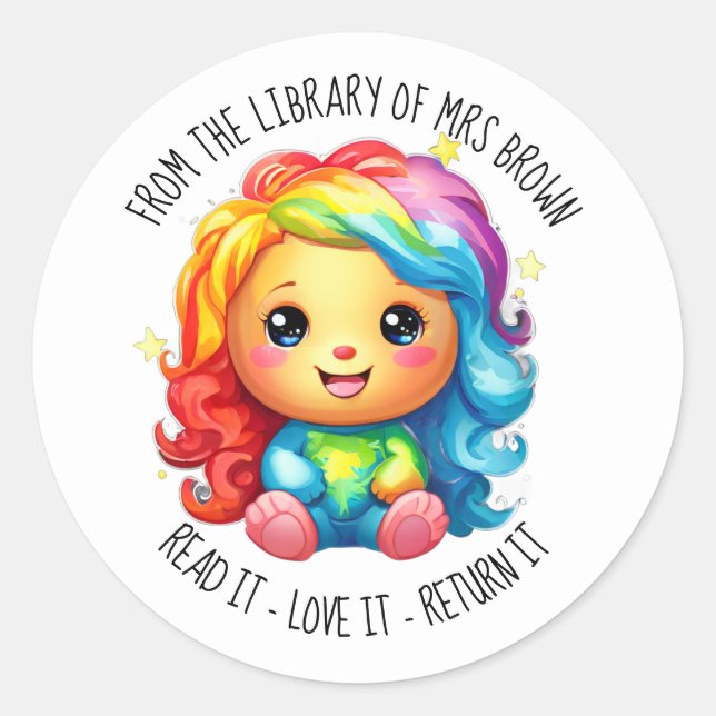 Book stickers, Custom Teacher RAINBOW Stickers (Front)