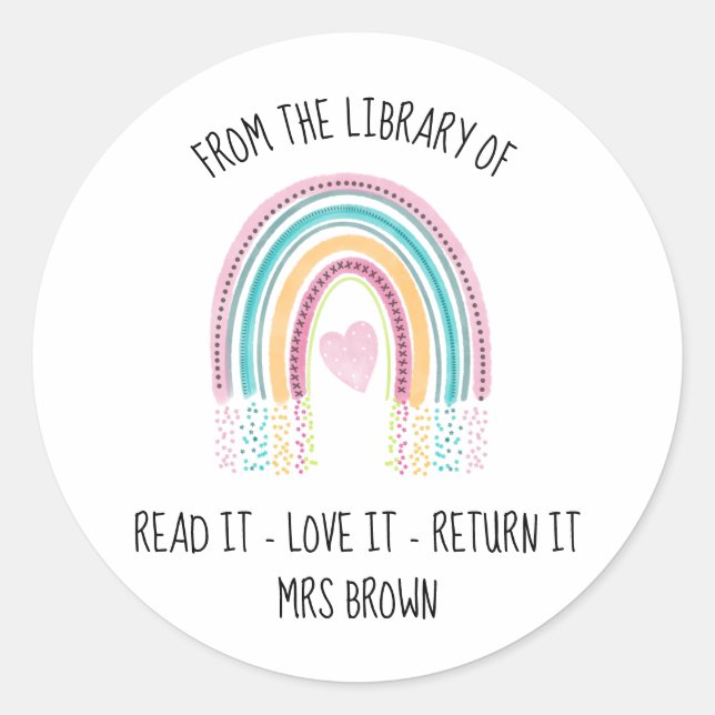 Book stickers, Custom Teacher Rainbow Stickers (Front)