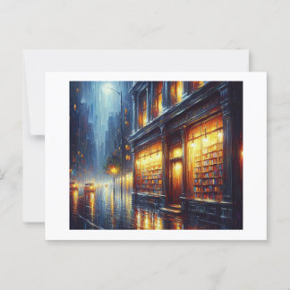 Book Store in the Rain,  Postcard