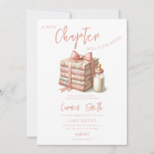 Book Story Chapter Will Begin Girl Baby Shower Invitation