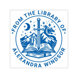 Book Sword Dragon Stars Library Book Name Self-inking Stamp