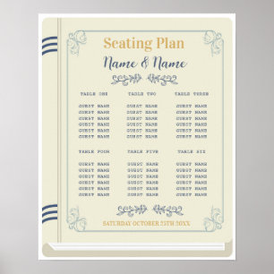 Book Table Seating Wedding Author Library Cream Poster