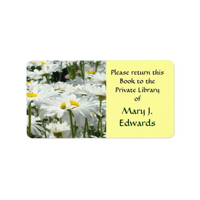 Book Tag Labels Private Library Daisy Flowers (Front)