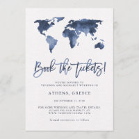 Book the Tickets | World Map Blue Save the Date