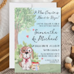 Book Theme Baby Shower Invitation<br><div class="desc">An adorable watercolor book themed baby shower invitation decorated with an illustration of a cute dog with glasses. Easily personalize the text with just a few clicks.</div>