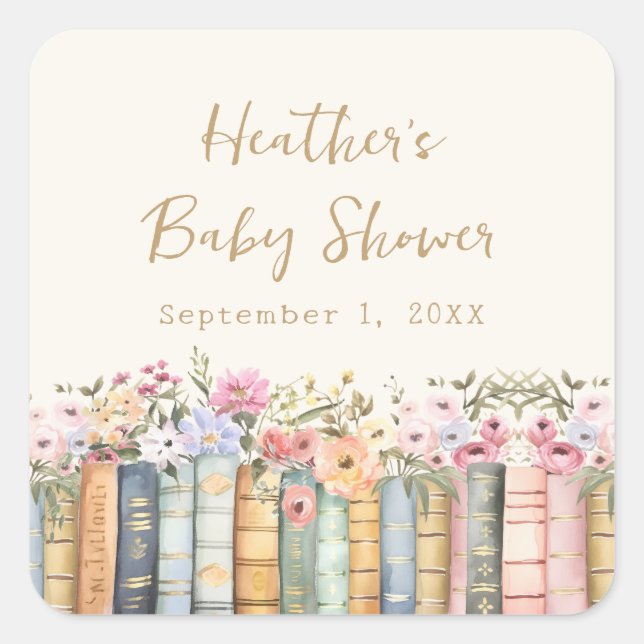Book Theme Baby Shower Sticker (Front)