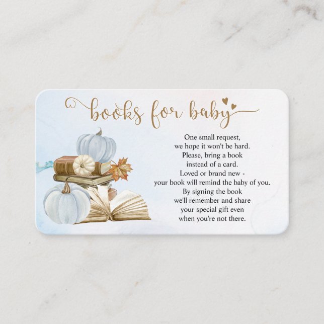 Book Theme Blue Baby Shower Book Request Card (Front)