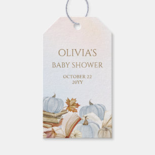 Book Theme Blue Pumpkin Baby Shower Favour Gift Tags