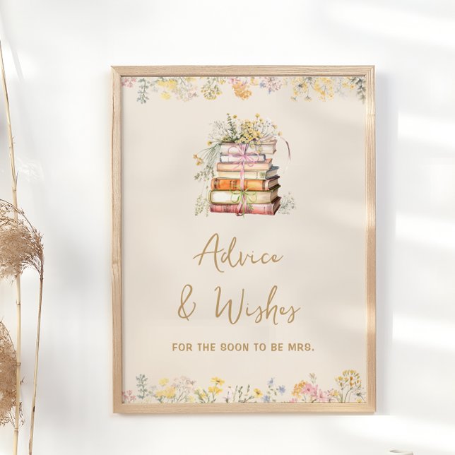 Book Theme Boho Bridal Shower Advice and Wishes Poster (Creator Uploaded)