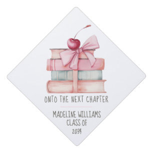 Book Theme Coquette Graduation Cap Topper