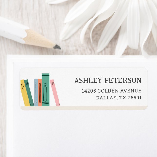 Book Theme Library Book Love Return Address Label (Insitu)