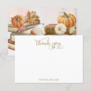 Book Theme Pumpkin Fall Baby Shower Thank You Card