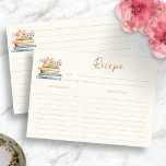 Book Theme Recipe Card<br><div class="desc">Collect cherished recipes for the bride-to-be with our beautifully designed recipe card. Part of the "Wildflower and Books" collection, each card is embellished with delicate watercolor images of wildflowers and books, rendered in pastel tones with gold highlights on an ivory base. These cards not only invite guests to contribute personal...</div>