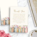 Book Theme Thank You Card<br><div class="desc">These cards are thoughtfully designed with the same lush watercolor illustrations of books and wildflowers found throughout the collection. The elegant blend of retro vintage typewriter font and trendy hand-lettered gold script on an ivory backdrop adds a personalized and heartfelt touch to your messages of gratitude.</div>