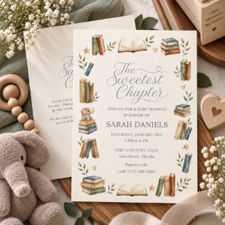 Book Theme The Sweetest Chapter Baby Shower Invitation