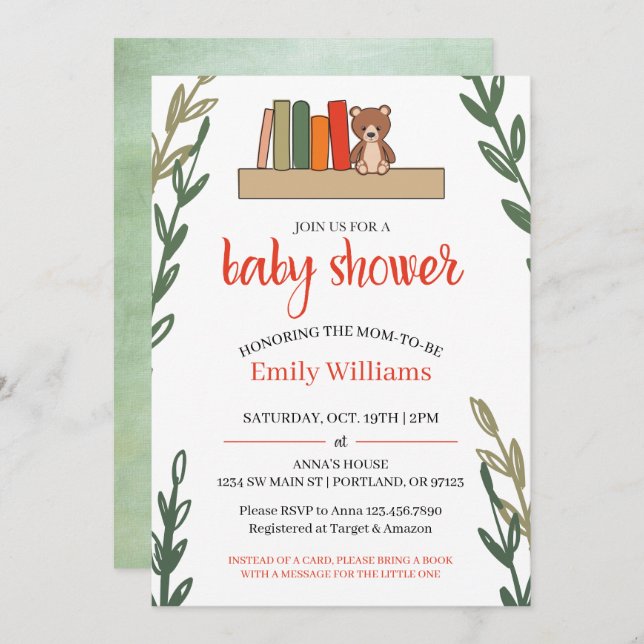 Book Themed Baby Shower Invitation (Front/Back)