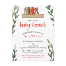 Book Themed Baby Shower Postcard Invitation