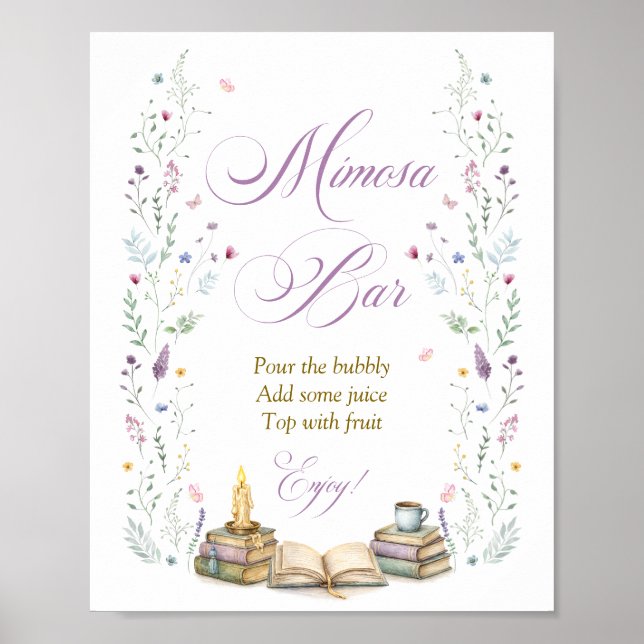 Book Themed Bridal Shower Mimosa Bar Poster (Front)