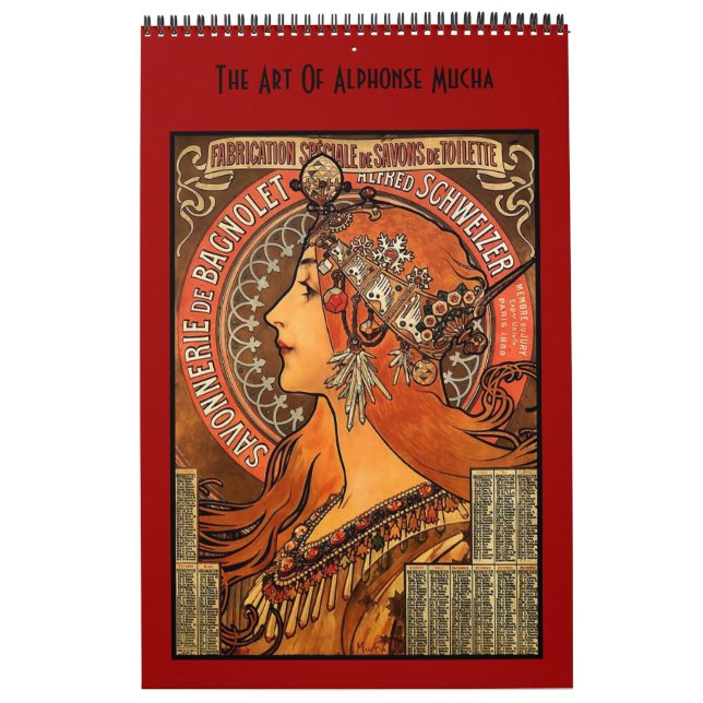 Book Vintage Alphonse Mucha 14 Images Famous Art Calendar (Cover)