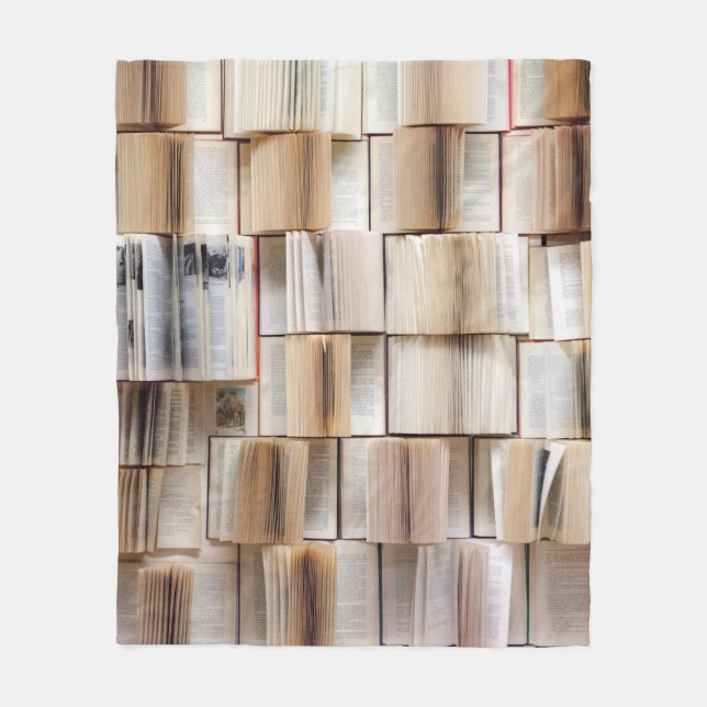 Book wall books wall decorative fleece blanket (Front)