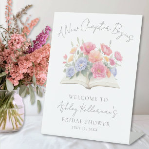 Book Watercolor Floral Bridal Shower Welcome Sign