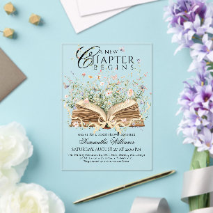Book Wildflower A New Chapter Begin Bridal Shower Acrylic Invitations