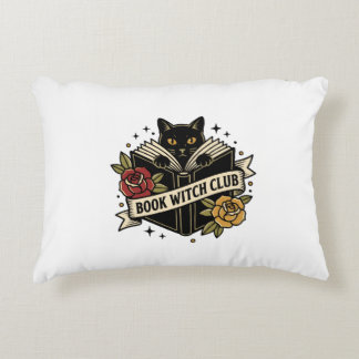 Book Witch Club Cat Logo Accent Pillow