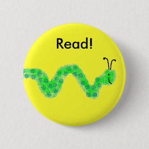 Book Worm 2 Inch Round Button