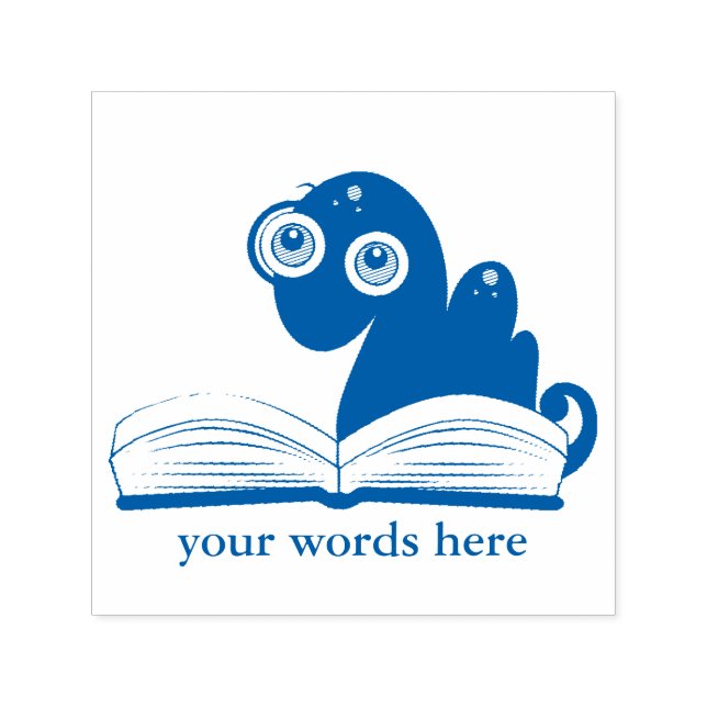 Book worm add words Teachers students stamp (Design)