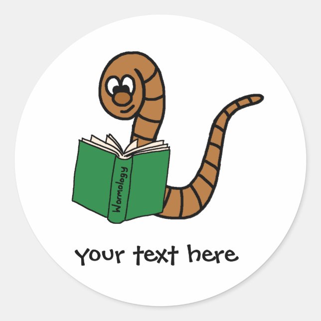 Book Worm Classic Round Sticker (Front)