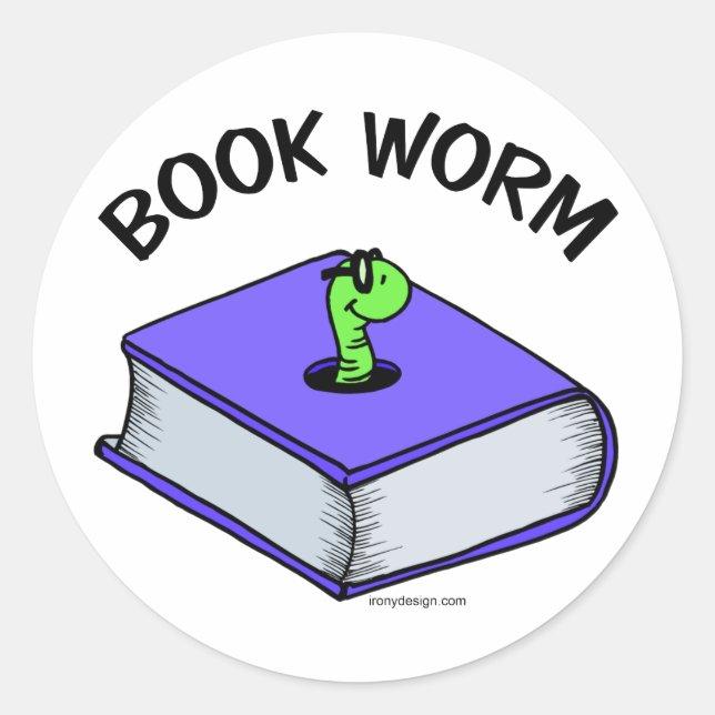 Book Worm Classic Round Sticker (Front)
