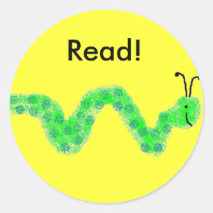 Book Worm Classic Round Sticker