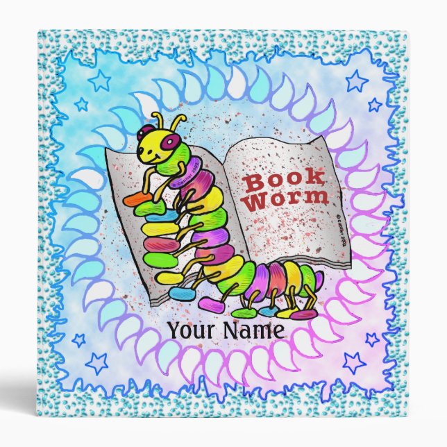 Book Worm Reading back to school  reading binder (Front)