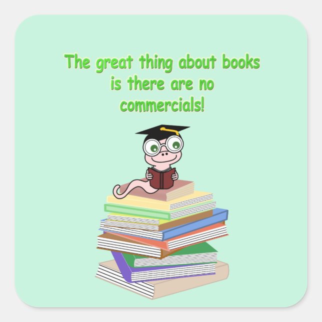 Book Worm Square Sticker (Front)