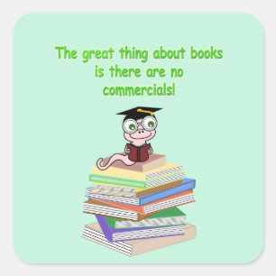 Book Worm Square Sticker