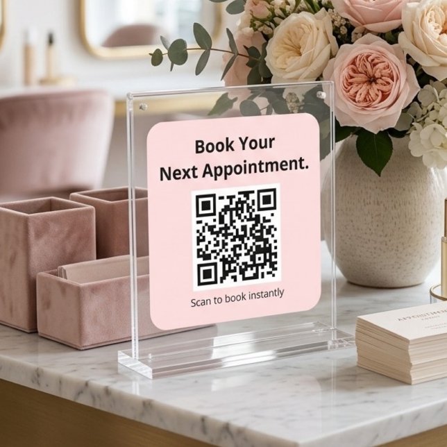 Book Your Next Appointment QR Code Pink Sticker  (Creator Uploaded)