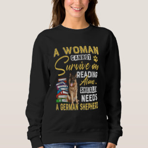 Bookaholic Lady Cute German Shepherd Mom Bookworm  Sweatshirt