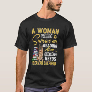 Bookaholic Lady Cute German Shepherd Mom Bookworm  T-Shirt