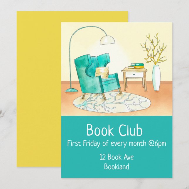 Bookclub group book session invitation (Front/Back)