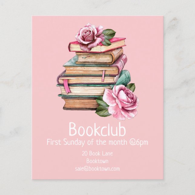 Bookclub reading books group book session flyer (Front)