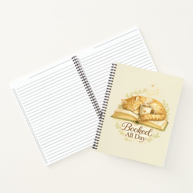 Booked All Day | Cozy Cat Reading notebook (Inside)