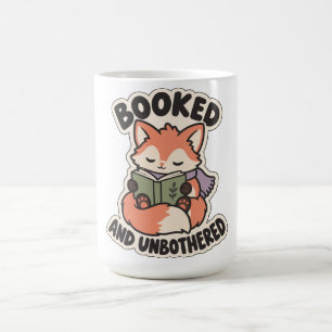Booked and Unbothered Cozy Reading Fox Coffee Mug
